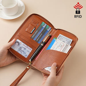 Portefeuille de voyage long anti-RFID avec fermeture éclair, multi-poches, organisateur de documents et cartes, vente en gros - Product Image 2