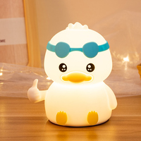 Veilleuse en silicone en forme de canard mignon, lampe de chevet LED rechargeable à changement de couleur RGB pour chambre d'enfant, commande tactile, cadeau pour bébé