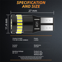 Ampoules LED T10 W5W 194 168 24SMD sans scintillement pour éclairage intérieur de voiture, plafonnier, ampoule cale 12V, vente en gros d'usine, kit auto
