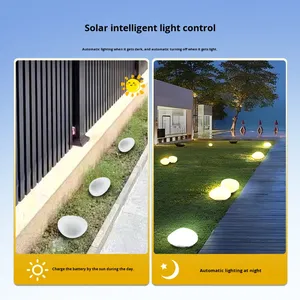 Lampe solaire de jardin en plastique, imitation galet, colorée, étanche, LED, pour la décoration de jardin, de cour et de paysage - Product Image 2
