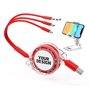 Wholesale Promo Gift Custom Logo <b>3</b> in 1 Charging <b>Cable</b> for Mobile Phone with Micro-<b>USB</b> & Type-C Ports - Product Image 1