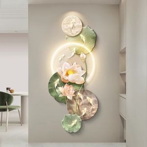 Mural de Pared Luminoso con Diseño Art Deco de Pez con Reloj, Pintura Acrílica con Luz LED, Impresión UV, para Sala de Estar - Product Image 4