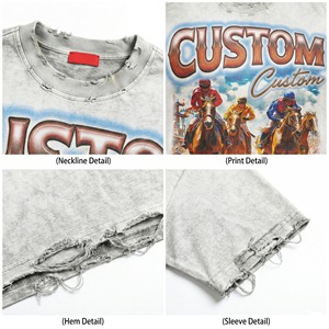 T-shirt Personalizzata da Uomo in Cotone 240gsm, Oversize, Stile Streetwear, Unisex, Crop Top con Grafica, Effetto Vintage e Lavaggio Consumato - Product Image 3