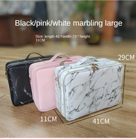 Trousse de maquillage en cuir pour artiste, trousse de maquillage de grande capacité, trousse de rangement pour cosmétiques, sac de voyage Portable rose à fermeture éclair, trousse de cosmétiques PU PI