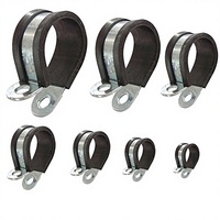 AUPROTEC Colliers de serrage réglables en acier galvanisé avec insert en caoutchouc, attaches en P pour sécuriser les tuyaux et câbles, diamètre 50 mm, 15 mm