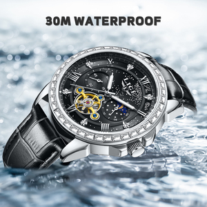 <span class=keywords><strong>Montre</strong></span> automatique LIGE LG6828 ciel étoilé pour <span class=keywords><strong>homme</strong></span>, bracelet en cuir noir, squelette, mécanique à <span class=keywords><strong>remontage</strong></span> automatique, luxe, lumineuse, cadeau - Product Image 6