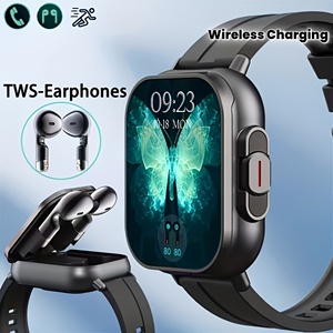 Reloj Inteligente 2 <span class=keywords><strong>en</strong></span> 1 con Auriculares TWS Integrados, Carga Inalámbrica, Pantalla HD de 2.01 Pulgadas, Múltiples Modos Deportivos, Podómetro, Música - Product Image 1