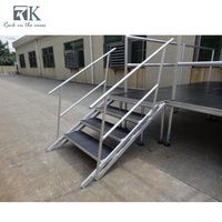 Offre Spéciale : Plateforme de Scène Modulaire Portable en Aluminium et Contreplaqué 1,22 m x 1,22 m avec Escalier, Conception Ajustable et Haute Capacité de Charge