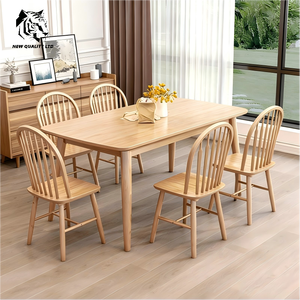 Table de salle à manger en bois, nouvelle mode, prix bas, personnalisable, grand stock disponible, prête à être expédiée, fabriquée en Chine. - Product Image 4