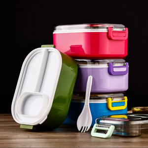 Conteneur de stockage alimentaire en plastique hermétique, robuste et anti-fuite, avec un design empilable à 3 compartiments - Product Image 1