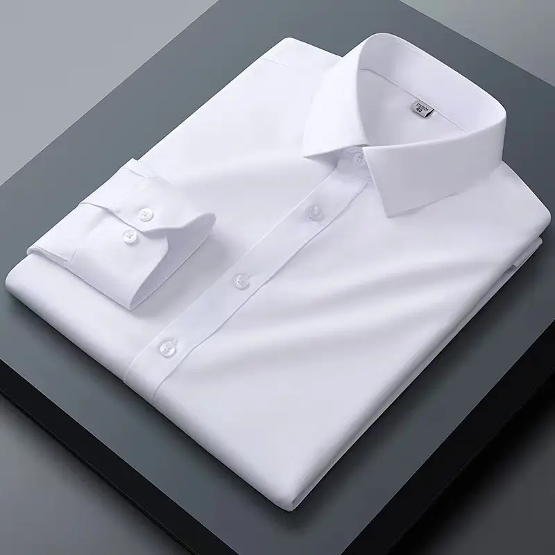 Camisas de manga larga personalizadas unisex, trajes informales de negocios de golf de algodón liso para hombre, camisa social informal de algodón de negocios formal para hombre