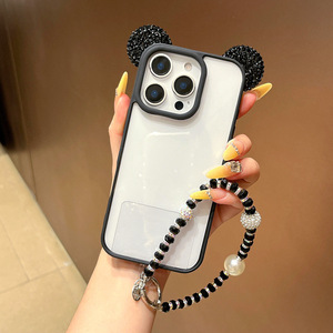 <span class=keywords><strong>Coque</strong></span> de téléphone <span class=keywords><strong>Mickey</strong></span> Ear Fashion entièrement ornée de strass pour <span class=keywords><strong>iPhone</strong></span> 17 16 15 Pro Max avec cordon de poignet perlé, <span class=keywords><strong>coque</strong></span> arrière transparente antichoc - Product Image 2