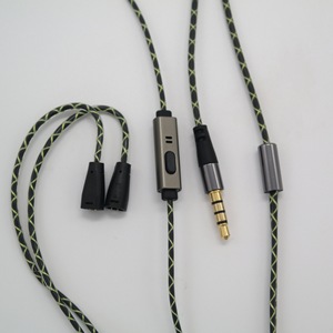 Sennheiser Headphone Cable IE80 IE81 IE8 With Mic Replacement 3.5mm Plug Woven TPE Black Green - Product Image 2