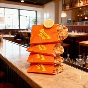 Sac en papier kraft brun de qualité alimentaire, imprimé avec logo personnalisé, résistant à la graisse, pour emballer des biscuits, des burritos, des beignets, des sandwichs, du pain - Product Image 2