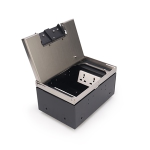 Boîte de sol encastrée SS304 avec double port d'alimentation et de données pour usage de bureau avec boîte revêtue de poudre - Product Image 3