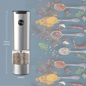 Electric Salt Pepper Grinder Set One-handed Automatic Operation White LED <b>Light</b> Dual Charging Base Adjustable Coarseness - Product Image 2