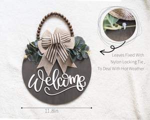 Panneau de bienvenue 3D pour porte d'entrée, panneau décoratif de bienvenue pour ferme rustique, décoration de porte en <span class=keywords><strong>bois</strong></span>, panneau vertical suspendu pour extérieur - Product Image 2