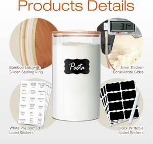 Pot en verre de qualité supérieure, design moderne et luxueux, personnalisable, pour le stockage des aliments et la cuisine, conteneur de camping pour le café, la sauce, les céréales - Product Image 4