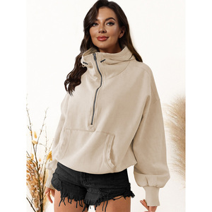Новая женская толстовка-худи: модная уличная одежда, пуловер на молнии с капюшоном на шнурке, спортивная куртка с длинным рукавом - Product Image 2