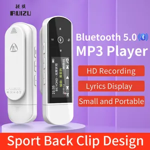 RUIZU X69 pemutar musik USB klip olahraga, pemutar MP3 Mini BT V5.0 USB, mendukung Radio FM perekam buku elektronik jam Pedometer