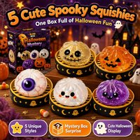 Lot de 5 jouets anti-stress avec décoration d'Halloween mignonne, Squishies Ghost Bao Bun et Squishies Dumpling effrayants à paillettes pour Halloween