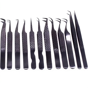 Pince à épiler fine en acier inoxydable avec logo personnalisé, pointe en fibre, 45/90 degrés, pour extensions de cils, pointe fine et précise - Product Image 1
