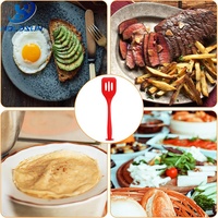 Spatule de cuisine multifonctionnelle en silicone antiadhésive de qualité alimentaire, souple, à fentes, pour retourner les crêpes, avec manche autoportant