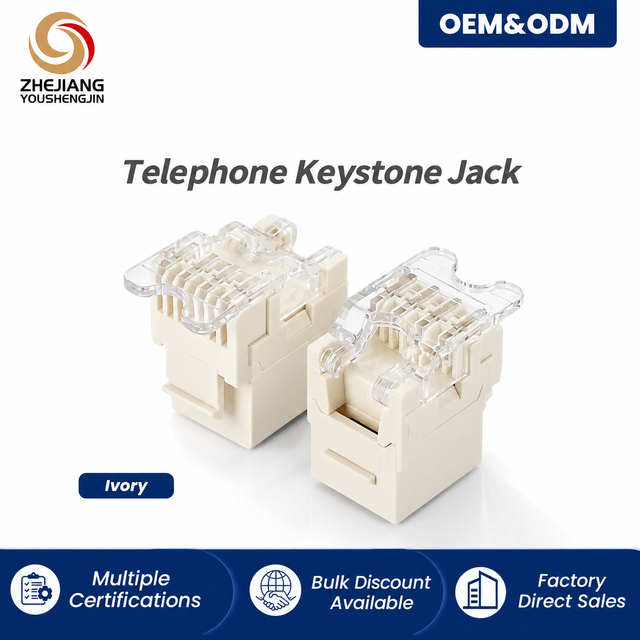 Cat3 RJ11 Keystone Jack UTP 6P4C Toolless 110 IDC Female Telephone Outlet Module 180 Degree White Voice Ysj M-11-PX04