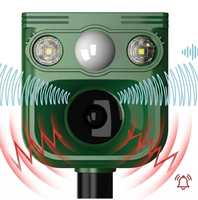 Ahuyentador ultrasónico solar de animales con sensor de movimiento y alarma sonora para exteriores, disuasor de vida silvestre para jardín, granja, control de ciervos, mapaches y pájaros.