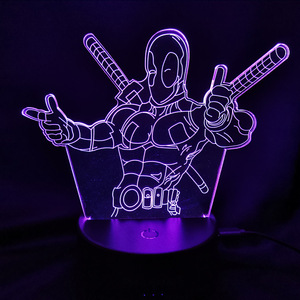Newish Hologram Avengers 3D Illusion Anime Acrylic LED Lamp Kid's Room Decor Night <b>Light</b> Contemporary Remote <b>Rechargeable</b> - Product Image 2