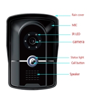 Timbre de vídeo inteligente con cable, Monitor interior, puerta, teléfono, intercomunicador, cámara exterior a prueba de lluvia, sistema de Control de acceso de seguridad para el hogar