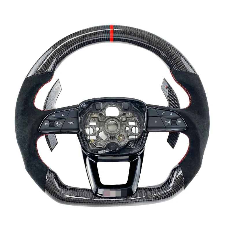 कार्बन फाइबर काले साबर चमड़े के स्टीयरिंग व्हील के लिए ऑडी RS6 C7 C8 कार यूनिवर्सल चमड़े के स्टीयरिंग व्हील