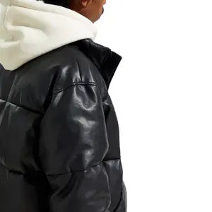 Veste en duvet de moto de qualité supérieure Veste en cuir PU pour hommes Personnaliser la conception de logo en gros - Product Image 3