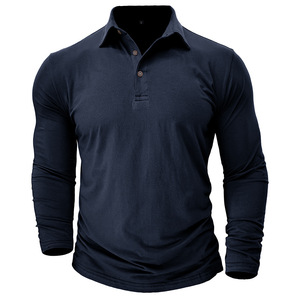 Nueva Camisa <span class=keywords><strong>Polo</strong></span> de <span class=keywords><strong>Manga</strong></span> <span class=keywords><strong>Larga</strong></span> para <span class=keywords><strong>Hombre</strong></span>, de Algodón Puro, Cuello Solapa, Color Sólido, para Primavera - Product Image 2
