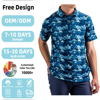 Groothandel op maat gemaakte golf poloshirts unisex slim fit polyester spandex jersey anti-UV vierweg stretch borduurwerk digitale print