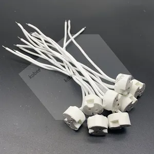 20pcs MR16 MR11 GU5.3 G4灯座灯泡底座，带电线陶瓷卤素插座陶瓷连接器12V-250V发光二极管灯新款JQ