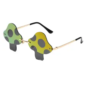 Novedad, gafas de sol con forma de hongo para mujeres y hombres, gafas de sol sin montura Vintage, gafas de sol Retro para fiesta rave, gafas de Halloween - Product Image 6