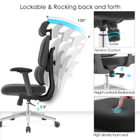 Chaises de bureau ergonomiques de direction à dossier haut en mousse à mémoire de forme pour le confort au travail, fabriquées en Chine