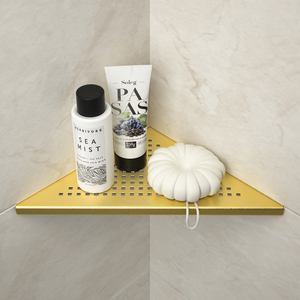 2025 thiết kế mới 10x10 "chải vàng góc kệ không có chất kết dính cần thiết 304 thép không gỉ cho phòng tắm - Product Image 4