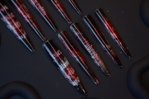 <span class=keywords><strong>Ongles</strong></span> longs à presser faits main de haute qualité, motif dessin animé français, Halloween Horreur Rouge Noir ABS, couvrance totale, avec colle pour les doigts - Product Image 2