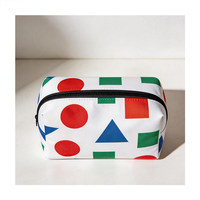 Pochette cosmétique imprimée de formes géométriques, motif cercle, triangle, carré, fermeture éclair, organisateur de maquillage pour le rangement quotidien et les voyages