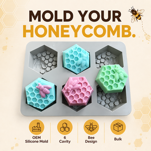 Moule à bougie en silicone <span class=keywords><strong>pour</strong></span> savon carré 3D en nid d'abeille en vrac avec logo personnalisé fait à la main <span class=keywords><strong>pour</strong></span> la fabrication de savon, <span class=keywords><strong>kit</strong></span> de décoration de gâteau - Product Image 1