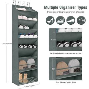 Heavy-Duty Over Door Shoe Organizer <b>Large</b> Deep Pocket Foldable Design Easy Hanging Closet Wall Storage Boxes <b>Bins</b> - Product Image 2