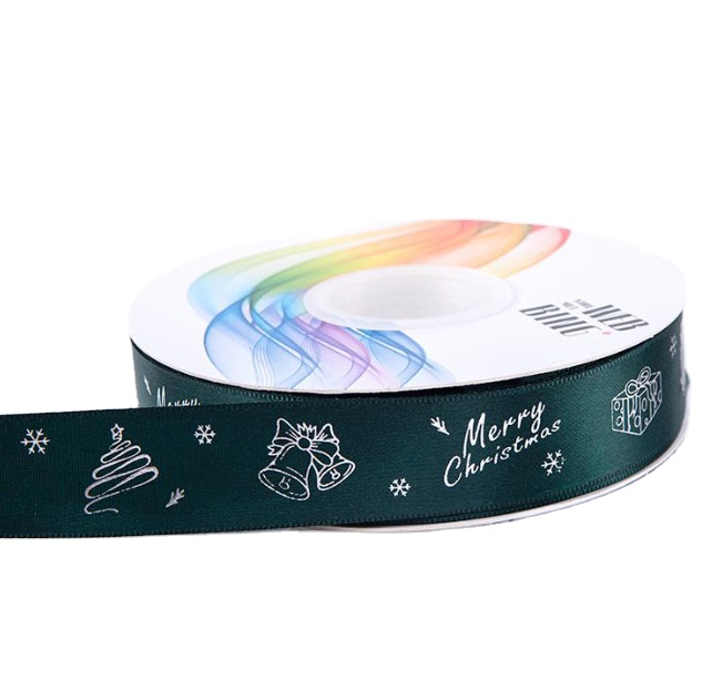 Custom logo Gift Ribbons Christmas Satin Ribbon With Customized Printing for Gift Wrapping