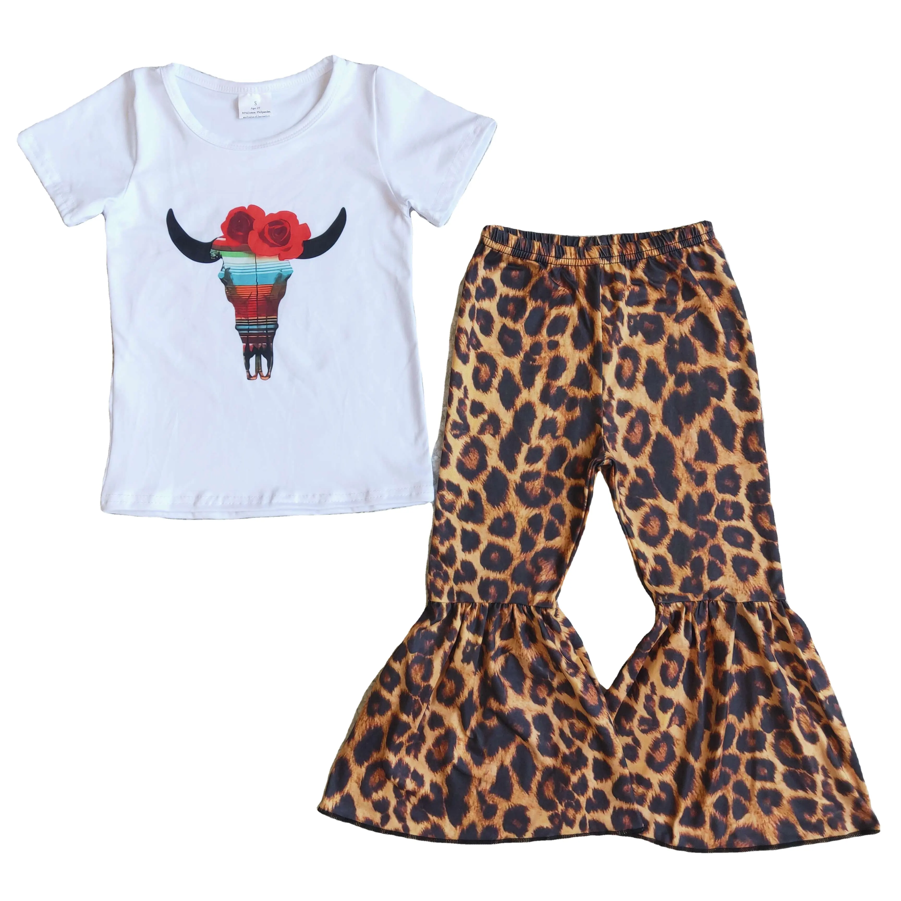 Conjuntos de roupas infantis com estampa de roupas de mão curta, shorts de seda cinza e leite, calças retas com gola redonda, A15-14 RTS