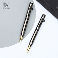 TTX Coffret cadeau de luxe avec logo sculpté personnalisé Kalem Pistolet avec largeur d'écriture de 0.7mm Pistolet à bille en métal noir Nouveau design par TTX