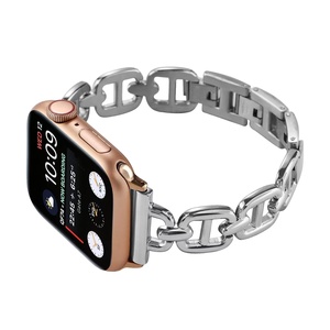 Pulsera de cadena de lujo brillante para <span class=keywords><strong>Apple</strong></span> <span class=keywords><strong>Watch</strong></span>, correa de reloj de acero inoxidable para <span class=keywords><strong>Apple</strong></span> <span class=keywords><strong>Watch</strong></span> Series 7 6 SE 38/40/41mm 42/44/45mm - Product Image 2