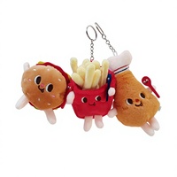 Porte-clés et breloque de sac en peluche créative, modèle Hamburger et Frites, jouet de machine à griffes, 10 cm, rembourrage en coton PP, cadeau, vente en gros
