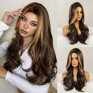 <span class=keywords><strong>Parrucca</strong></span> Sintetica Lunga <span class=keywords><strong>Castano</strong></span> Naturale Ondulata per Donne, Resistente al Calore, Stratificata per Uso Quotidiano - Product Image 4