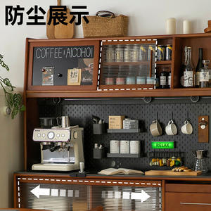 Aparador alto de madera maciza con compartimentos de almacenamiento para bar y comedor - Product Image 3